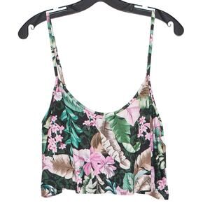 NWT Hurley Crop Top Swing Tank Floral Cottage Y2K Tropical Boho Flowy Medium